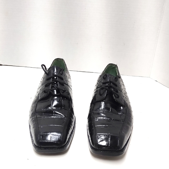 Stacy Adams women\'s shoes Black Leather Crocodile Embossed Oxford  Size:7 M main image 4